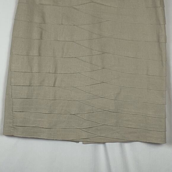 Larry Levine Tan‎ Linen Blend Scalloped Cottage Coastal Grandma Skirt Size 10 - Picture 3 of 9